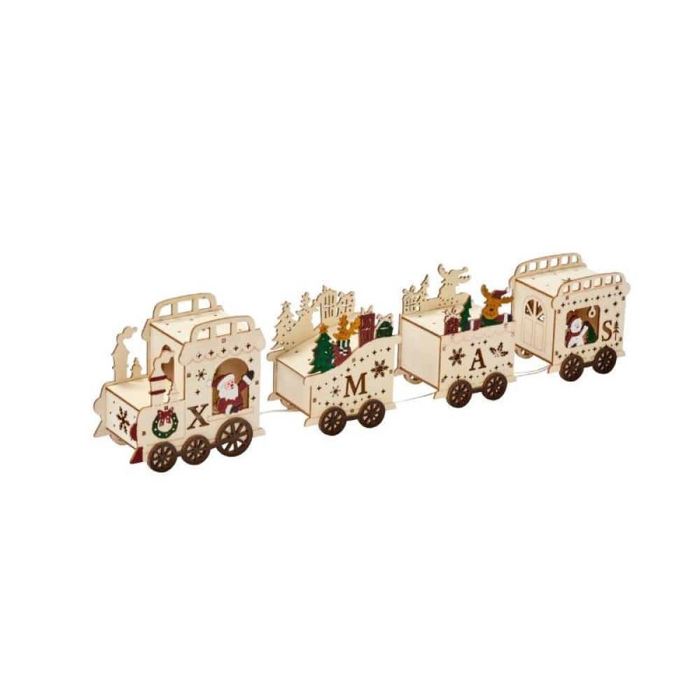 InLit Santa's Express – Beleuchteter Weihnachtszug aus Holz mit Timer – 42 cm 2590069